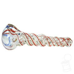 SDF GLASS PIPE SPOON (1004) RED AND CLEAR DRILL