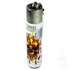 ISQUEIRO CLIPPER LARGE SKULL FIRE - 1