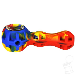 PIPE DE SILICONE HERB DAB NA BOA – AZUL VERMELHO E AMARELO