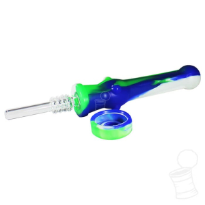 MINI NECTAR COLLECTOR SILICONE NAIL DE QUARTZO – VERDE AZUL E BRANCO