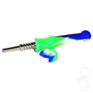 MINI NECTAR COLLECTOR SILICONE NAIL DE TITÂNIO – VERDE AZUL E BRANCO