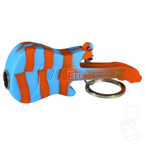 CHAVEIRO CHILIUM DE SILICONE GUITAR LARANJA E AZUL