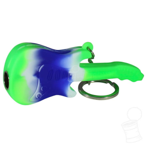 CHAVEIRO CHILIUM DE SILICONE GUITAR VERDE BRANCO E AZUL