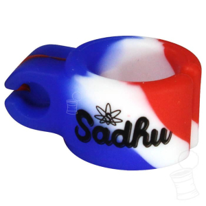 ANEL PORTA CIGARRO DE SILICONE SADHU VERMELHO AZUL E BRANCO