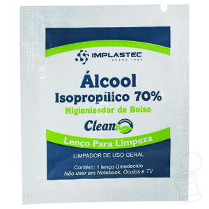 ÁLCOOL ISOPROPÍLICO 70% IMPLASTEC SACHE LENCO UMIDECIDO UND