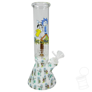 BONG DE SILICONE E VIDRO COM PERC R AND M WHITE 18/14