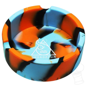 CINZEIRO DE SILICONE REDONDO SQUADAFUM NOVO AZUL LARANJA E PRETO
