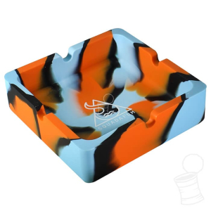 CINZEIRO DE SILICONE QUADRADO SQUADAFUM NOVO LARANJA E AZUL E PRETO