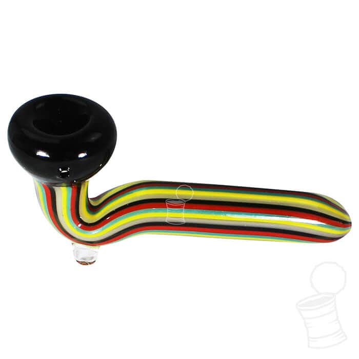 キラキラRasta curved pipe GLASS PIPE LUXX COLOR RASTA STRIPES - Popipe